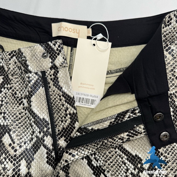 1151 NWT Choosy Elizabeth Faux Leather Pants – Size 4 - Black/Cream Snakeskin - Picture 15 of 16